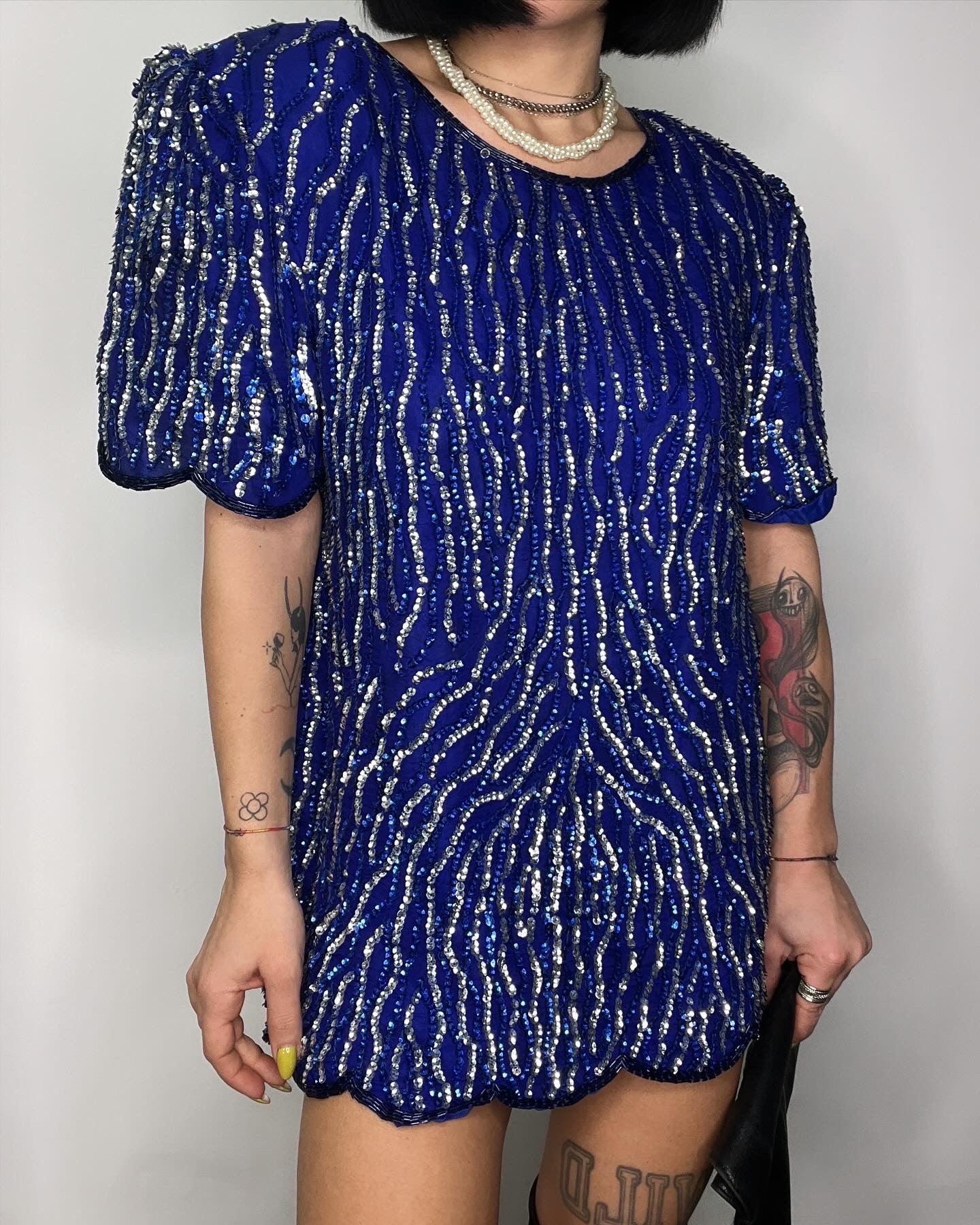 Maglia paillettes blu